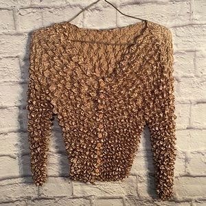 Gold Bubble Shirt Nostalgic Button Up Top OSFM